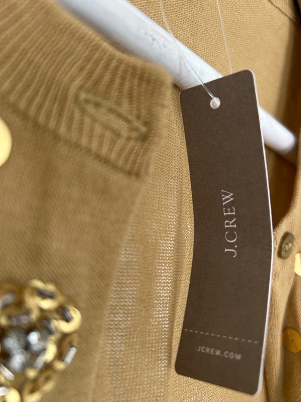 NWT - J. Crew Gold/Camel Cardigan w/ Sequins - Picture 2 of 4